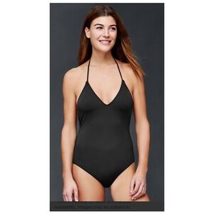 GAP Black Halter One Piece Swimsuit Back Tie Medium Summer NWOT‎